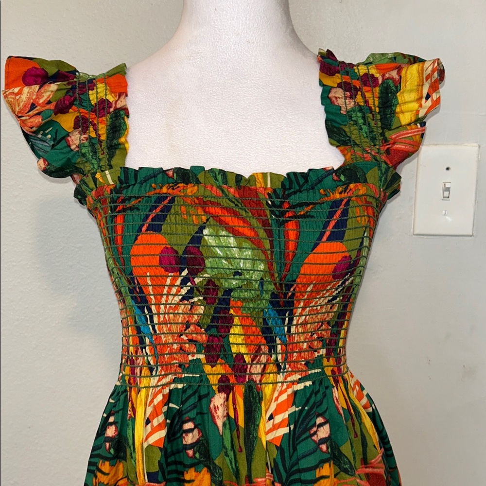 O.P.T Lazy Afternoon Tropical Print Midi Dress size Small Torpical Midi Dress - Picture 5 of 13